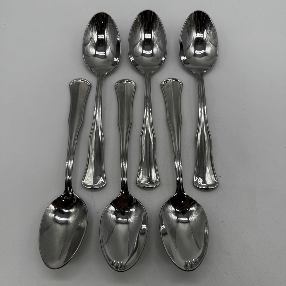 6 Place Oval Soup Spoons Waterford NORMANDY 18/10 Stainless China 7 1/8"